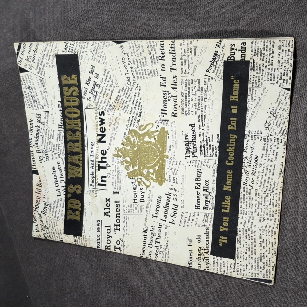Vintage Ephemera Ed's Warehouse Menu FAIR Toronto Ontario Honest Ed's